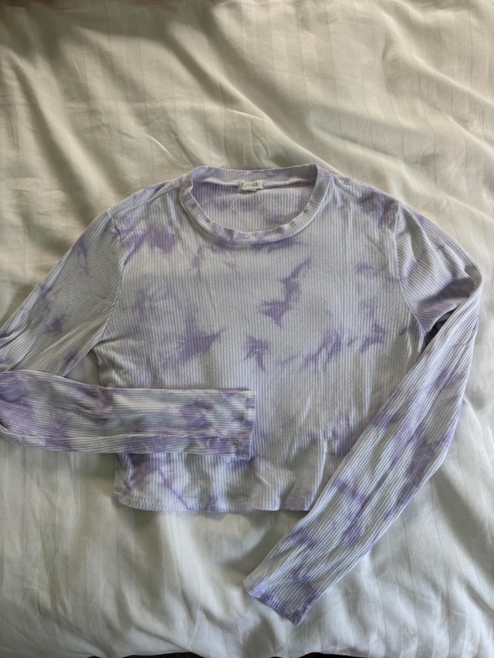 Garage Tie-Dye Ribbed Long-Sleeve Crop Top